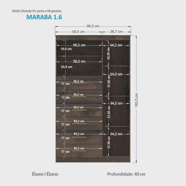 Cômoda sapateira Marabá 6 gavetas nova na caixa - Foto 2