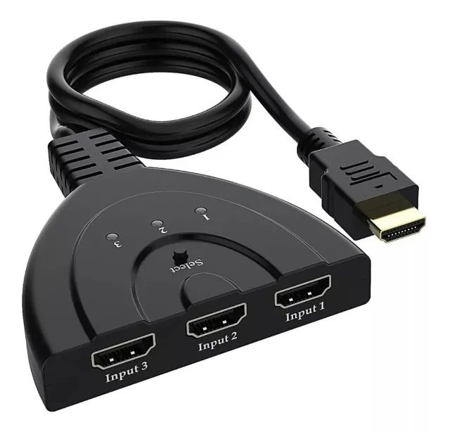 Divisor Hdmi Switch 3x1 Adaptador Cabo 3 Entradas E 1 Saída