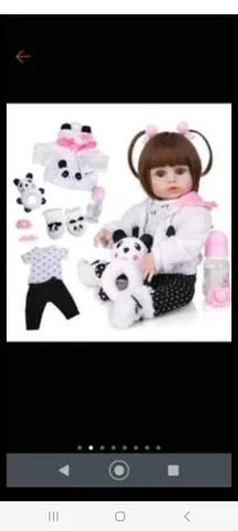 Brastoy Bebê Reborn Boneca Silicone Menina Panda Original (48cm