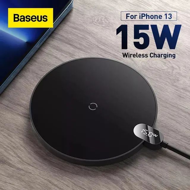 CARREGADOR P/ APROXIMAÇÃO BASEUS DIGITAL LED DISPLAY WIRELESS CHARGER 15W 100% ORIGINAIS