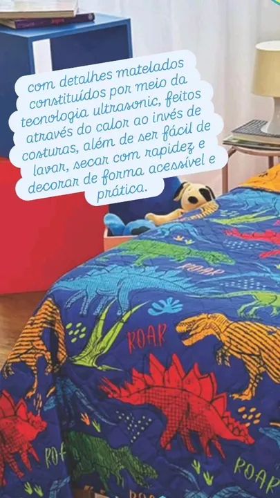 Colcha Cobre Leito Infantil Dinossauros - Dupla Face - Foto 5