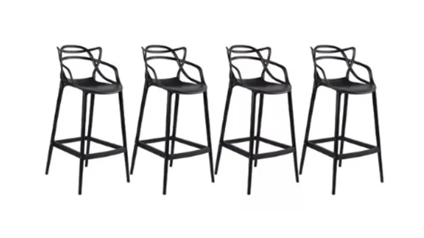 Kit 4 Banquetas Allegra Com Encosto Design Cozinha/bancada Cor Preto