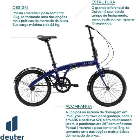 Bicicleta plegable Durban Eco aro 20 1v Ciclismo Pinheiros