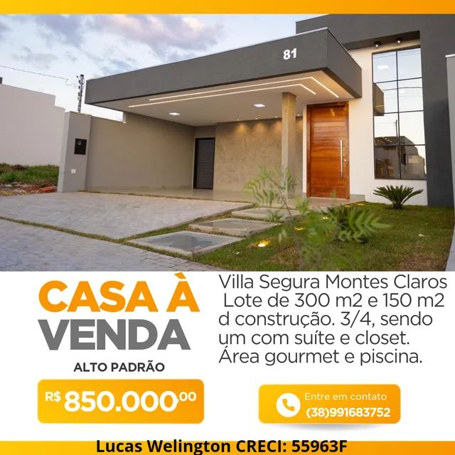 Captação de Casa a venda na Rua Lagoa Comprida, Carmelo, Montes Claros, MG