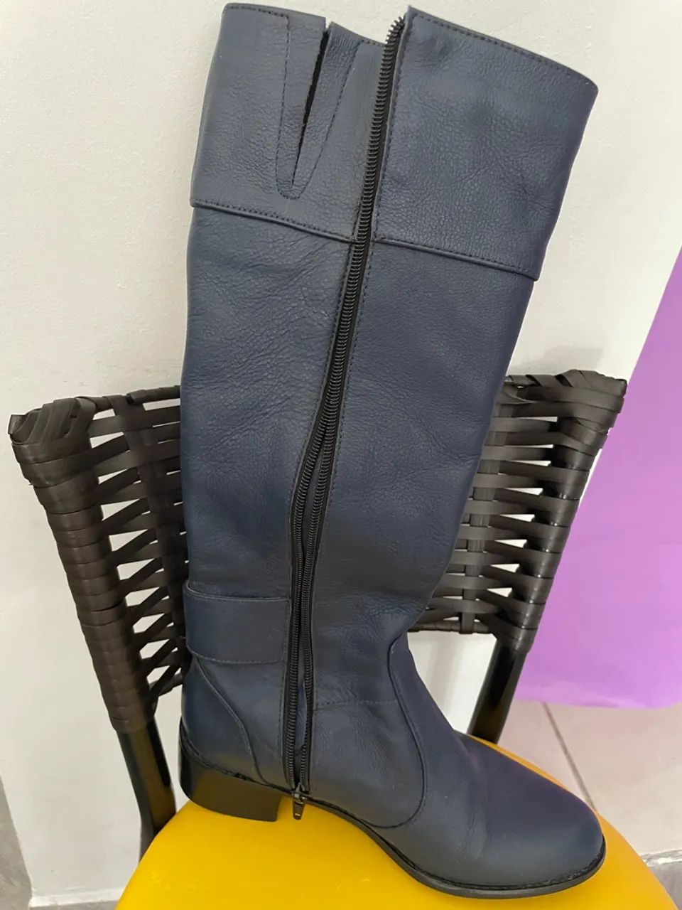 Bota Feminina Cano Longo Azul - Foto 4