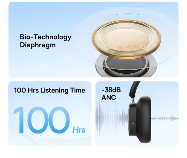 Fone Over-ear Baseus H1i Redução De Ruido Ativo 100h Bl 5.3 Cor Preto - Foto 5