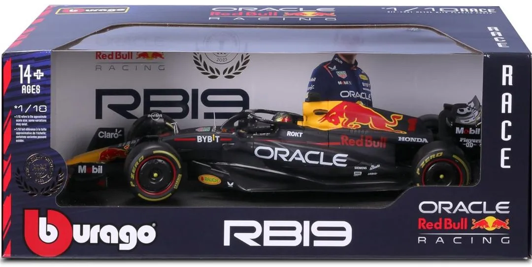 Carro de corrida Fórmula 1 Red Bull Oracle Max Verstappen 1/18