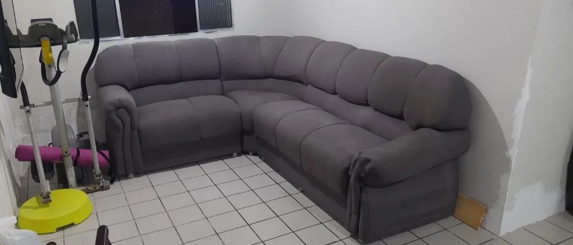 Sofá de canto em L para até 6 pessoas cinza  - Foto 4