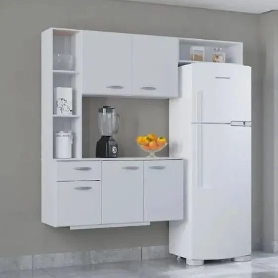 A521.Cozinha Suspensa com Balcao Isis 163 Branco