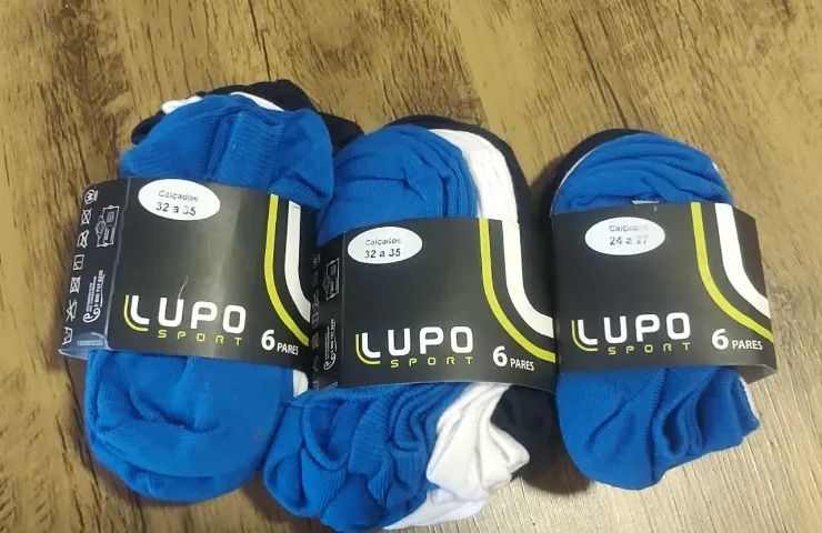 Kit com 18 pares de meias Lupo infantis tamanho 32 ao 35 cano baixo soquete