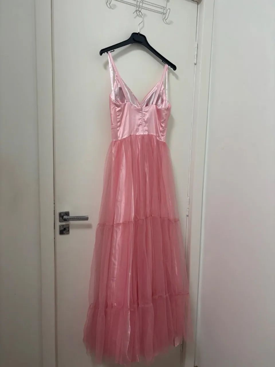 Vestido Rosa de Cetim com Tule - Foto 4