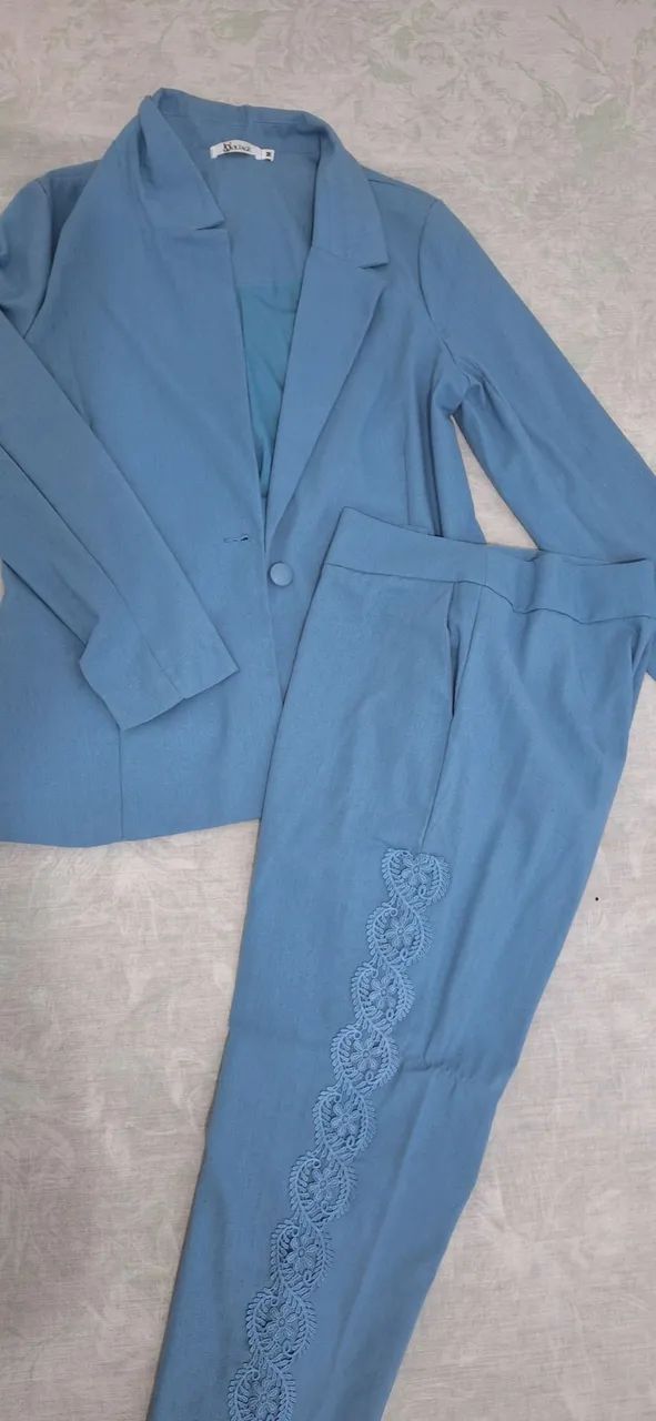Conjunto de Blazer Azul Feminino - Foto 5