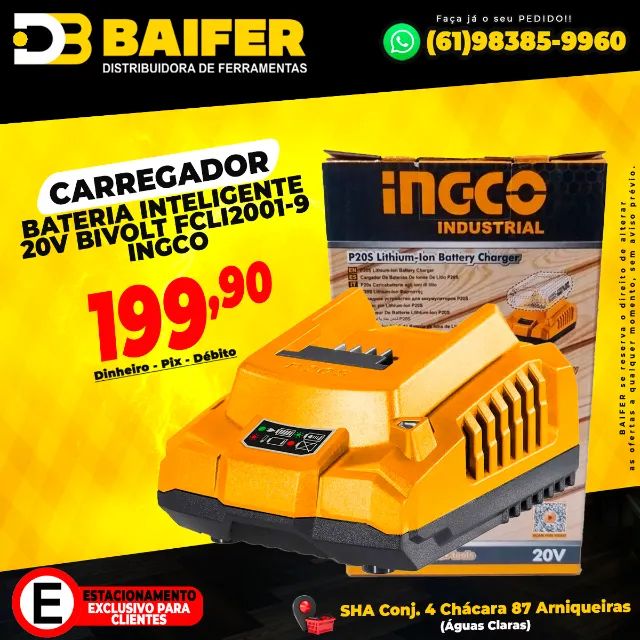 Carregador Bateria Inteligente 20v Bivolt Fcli2001-9 Ingco