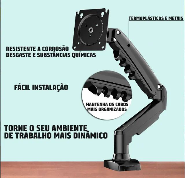 Suporte Monitor Articulado Mesa Pistão Gás 17/30 Polegadas - Foto 4