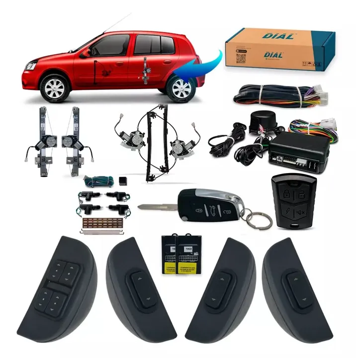 Kit Vidro e Travas Clio 4 Portas + Alarme e C/Canivete