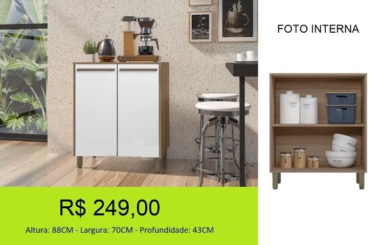 Balcão de cozinha de 80cm com visual sobrio - Foto 2