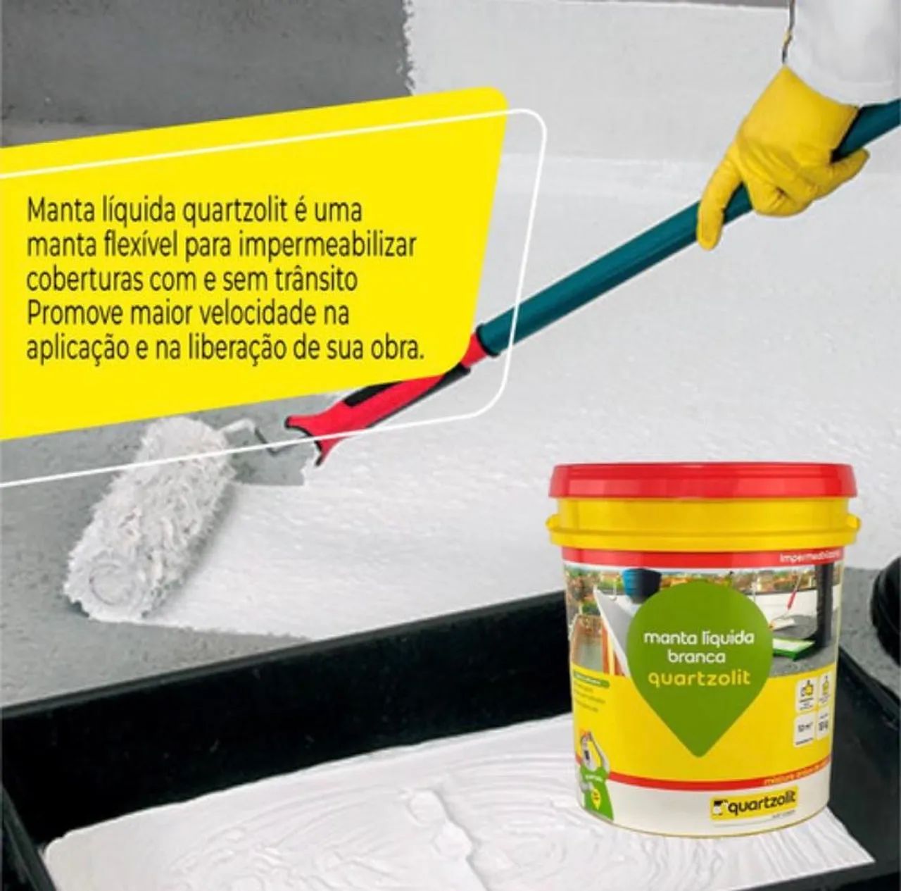 Manta Líquida Branca Impermeabilizante Quartzolit 12m² - Foto 5