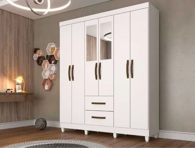 Guarda Roupa 6 Portas 2 Gavetas Espelho Novo Fazemos Entrega