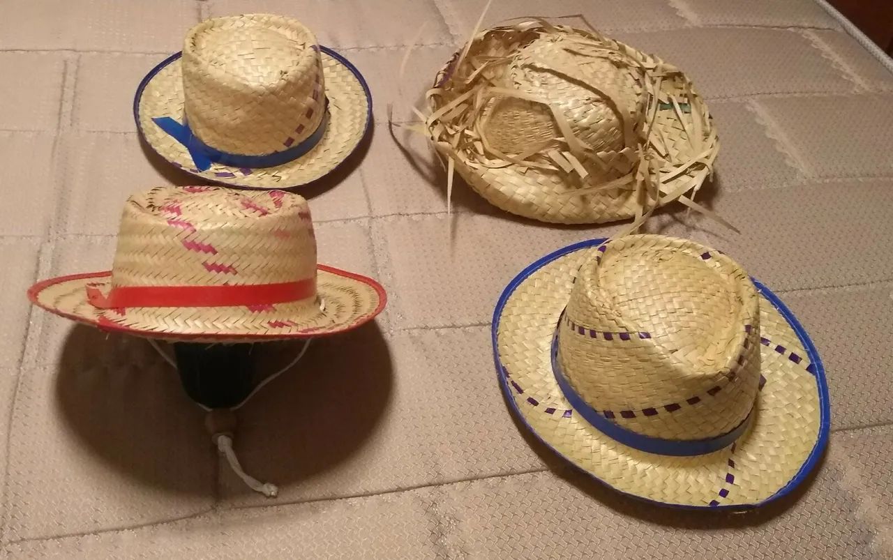 Kit com  12 Chapéus de Palha, Feltro e Fibra - Seminovos - Foto 6
