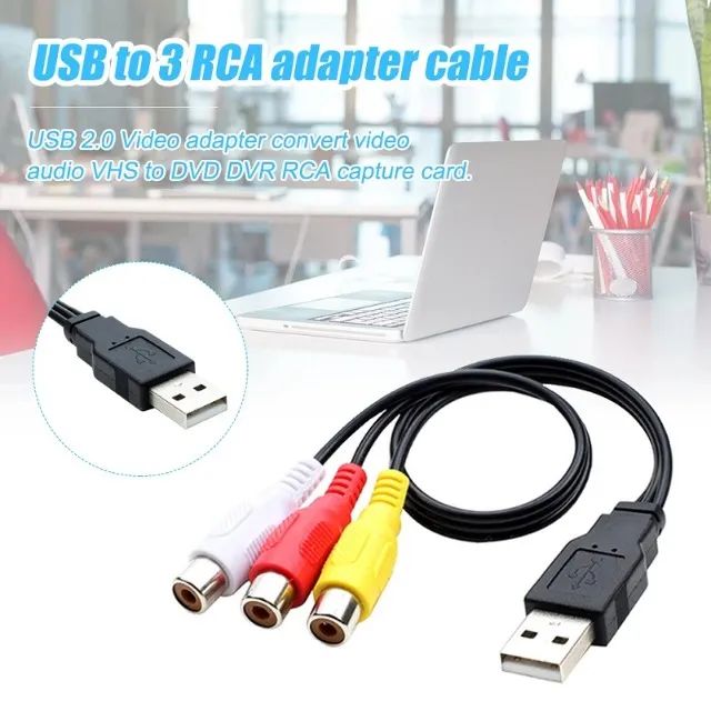 Cabo USB para RCA Audio e Vídeo para PC/TV - Foto 2