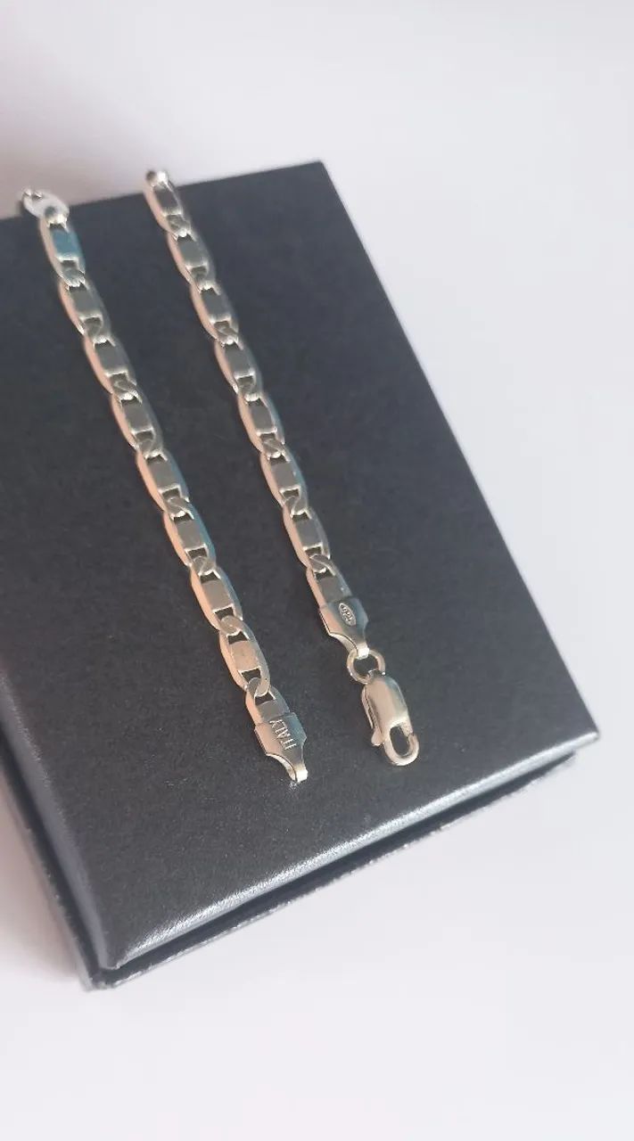 Pulseira piastrine prata 925 maciça  - Foto 4