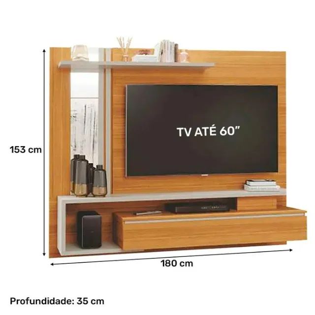 **"Beleza e Modernidade: Painel com Espelho e Detalhe Ripado para TV até 60?" - Foto 3