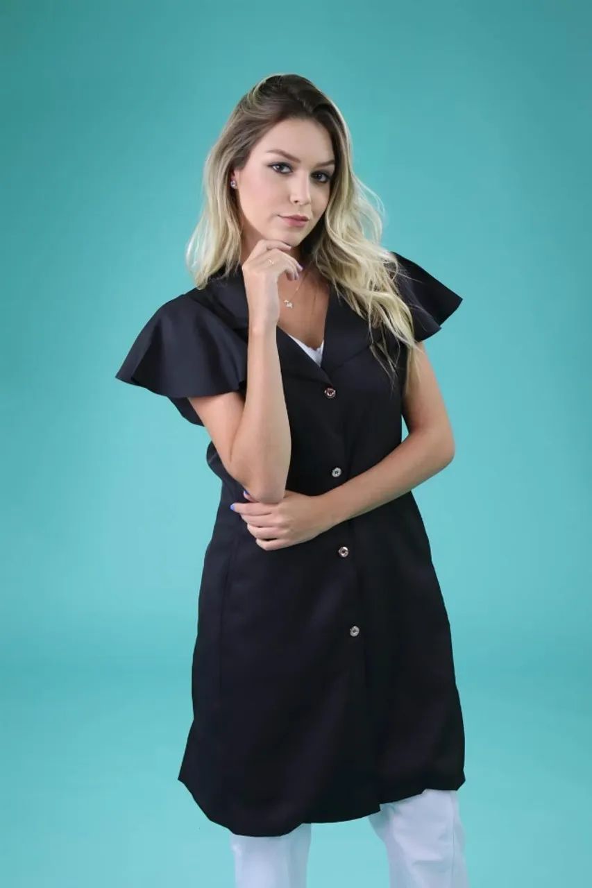 Jaleco Manga Cavada Enfermagem, Estética Hospitalar Fisioterapia PretoTam 40 - Foto 6