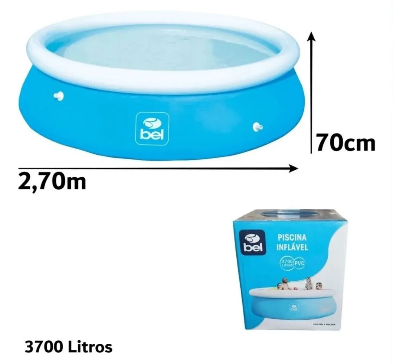 Piscina Redonda 3.700L Borda Inflável + Bomba de Ar Manual!!! - Foto 3