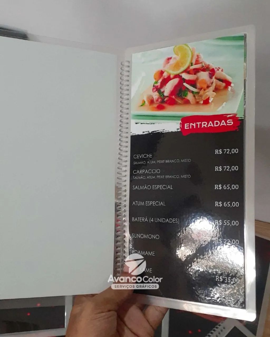 Cardápio A4 premium personalizado encadernado (4 páginas)64318756381314120