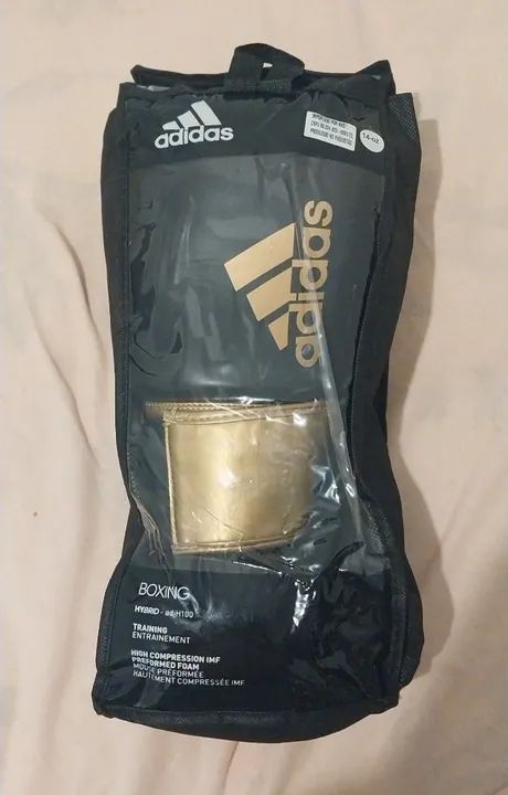 Adidas Hybrid 100 Luvas de boxe e kickboxing unissex, BLACK/GOLD, 14 oz - Foto 2