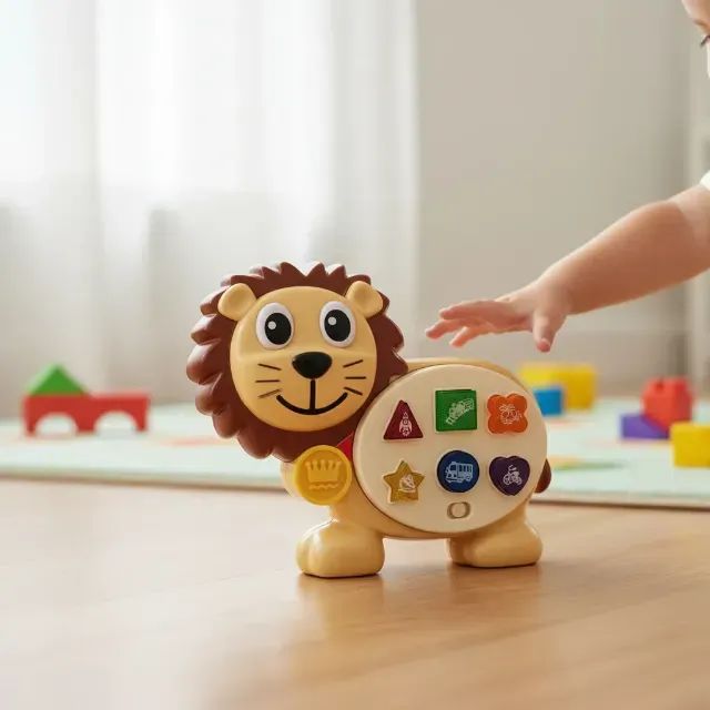 Leão Musical Com Luzes Sons Educativo Interativo Para Bebês - Foto 2