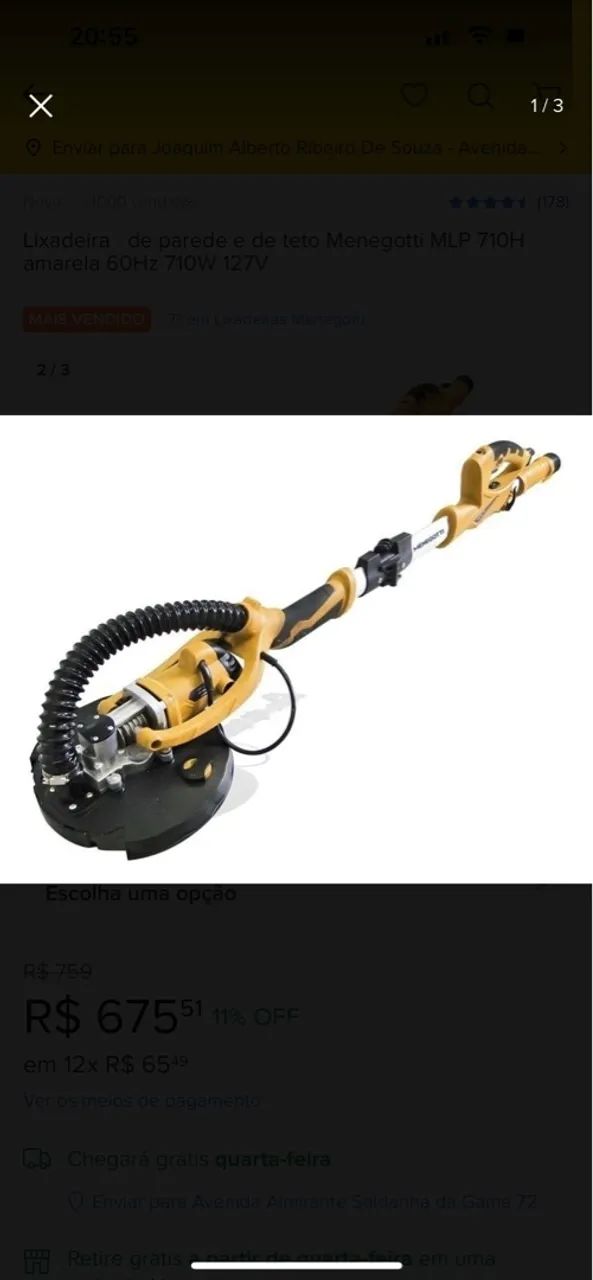 Lixadeira de Parede tipo Girafa