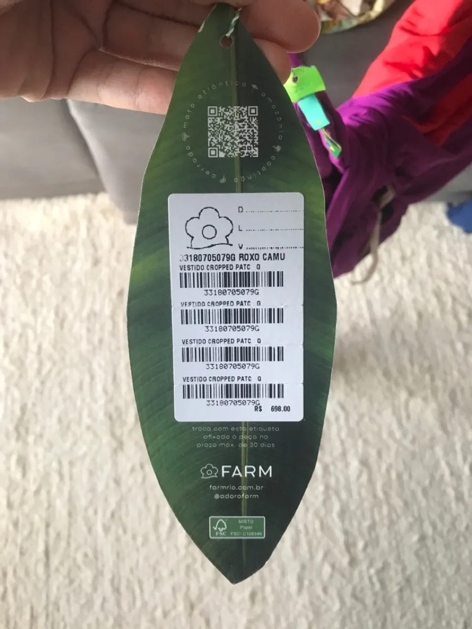 Vestido Farm Cropped Roxo Camu G