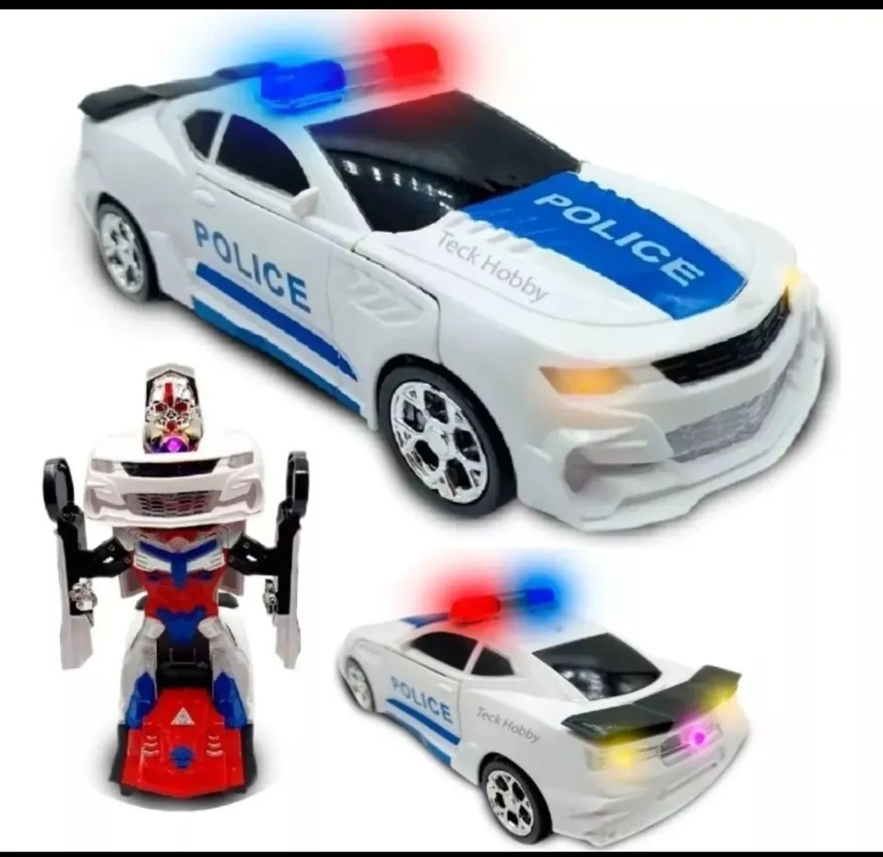 Carro Transform Robô Policial - Brinquedo Infantil