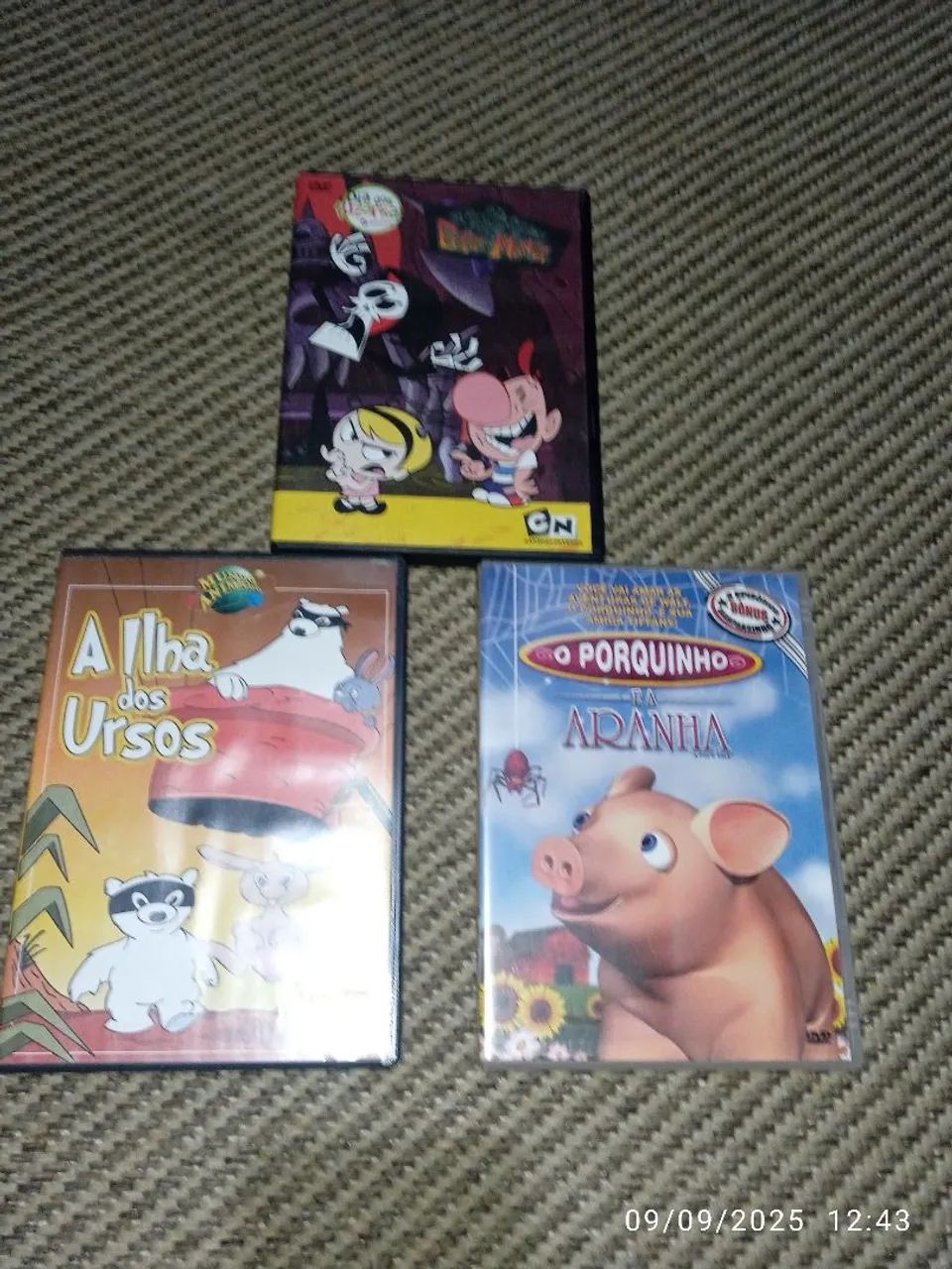 DVD O porquinho e a aranha + A ilha dos ursos + Billy e Mandy 