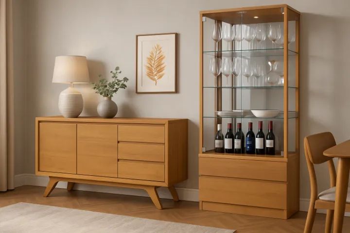 Conjunto Buffet Para Sala de Jantar 2 portas Cristaleira 2 Portas 2 Gav/Vidro Bordinhon - Foto 2