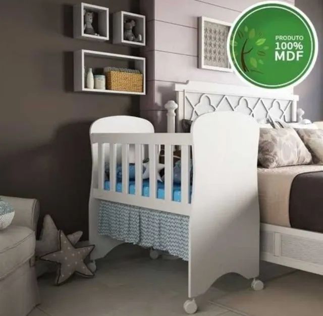 Mini Berço Com Colchão 100% MDF Peroba Móveis 1 (FAZEMOS ENTREGA DF E ENTORNO)