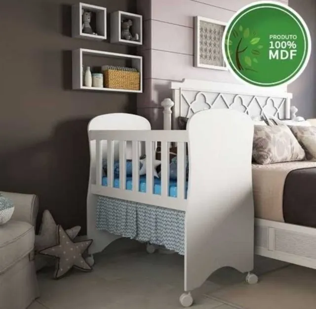 Mini Berço Com Colchão 100% MDF Peroba Móveis 1 (FAZEMOS ENTREGA DF E ENTORNO)