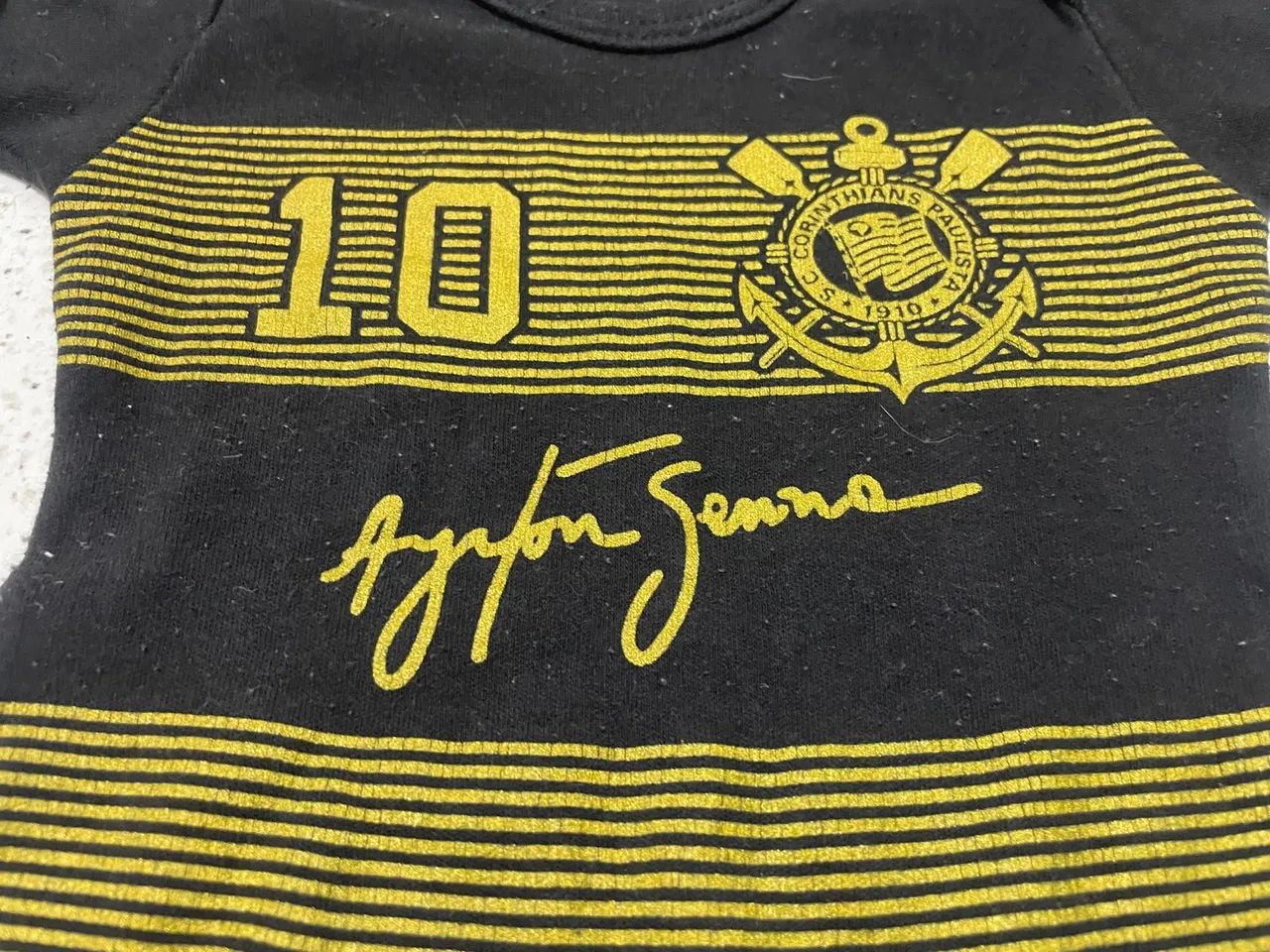 Body Bebê Corinthians Ayrton Senna Tamanho M - Foto 2