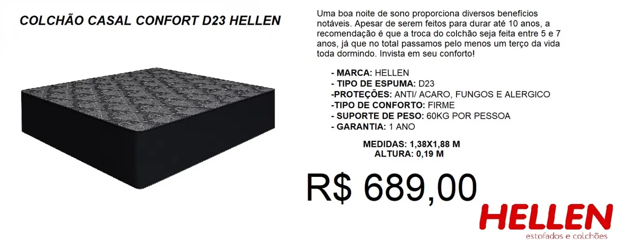 Colchão D23 espuma - a pronta entrega