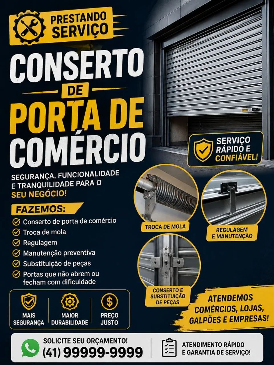 Conserto de porta de aço de comércio 