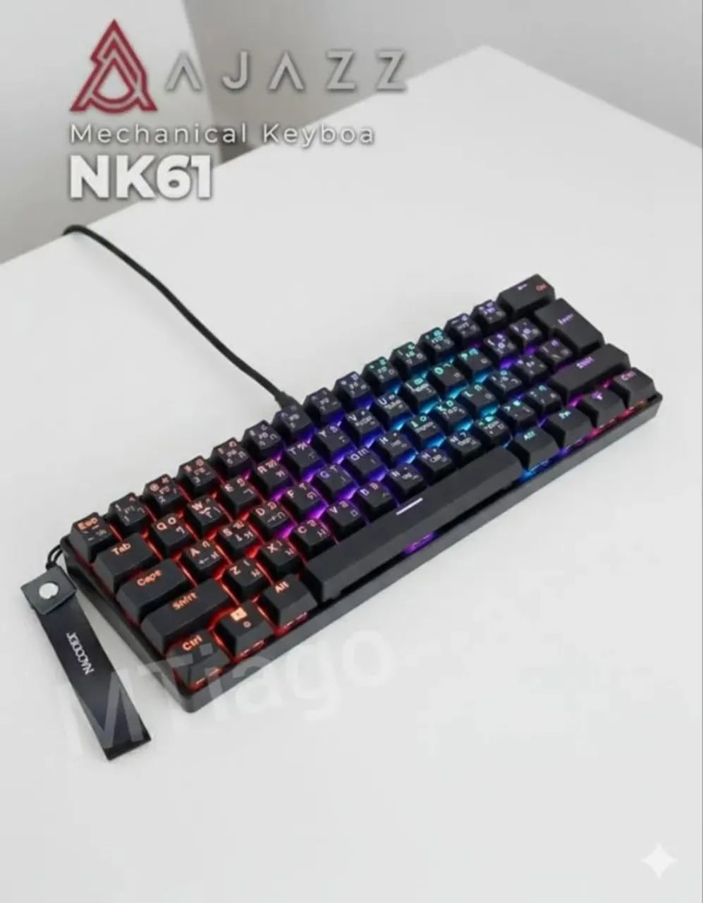 Teclado Mecânico Gamer Ajazz Nk61 Switch Red Hot Swappable Preto
