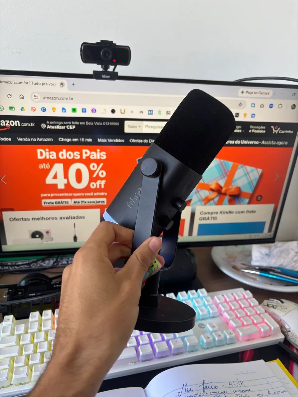 Fifine Microfone dinâmico AM8 - Perfeito estado Garantia - Foto 3