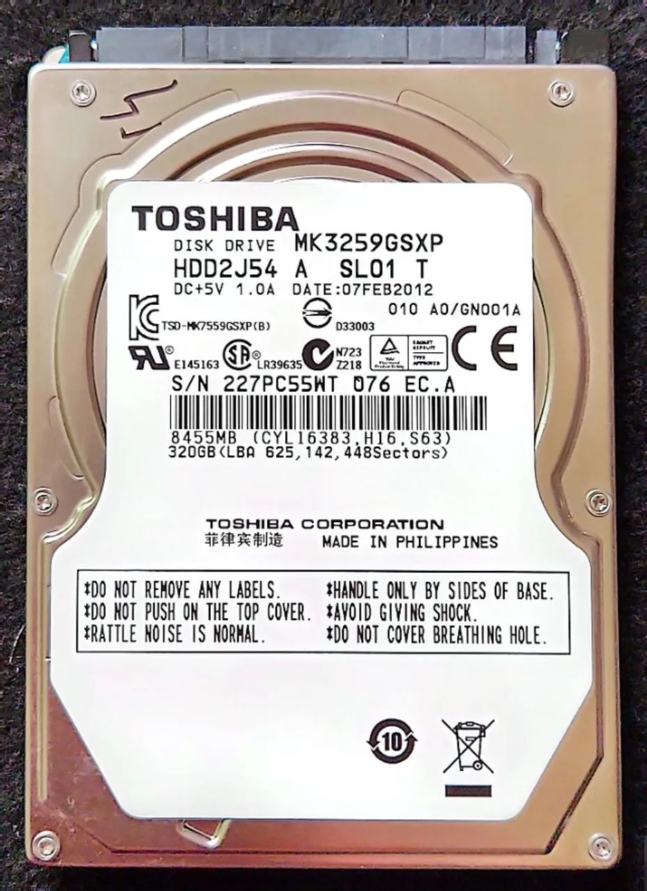 Hd Toshiba Sata 320 Gb 2.5