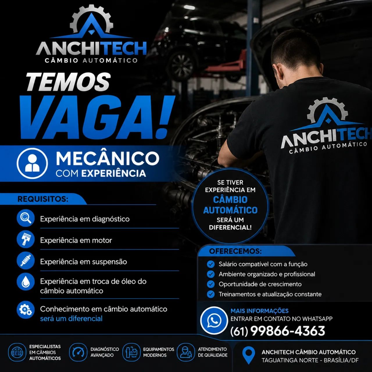 VAGA PARA MECÂNICO COM EXPERIÊNCIA