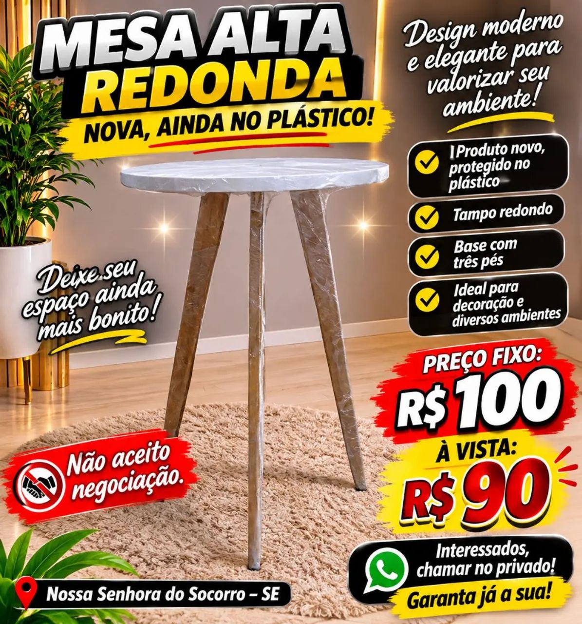 Mesa modenas, grandes e médias
