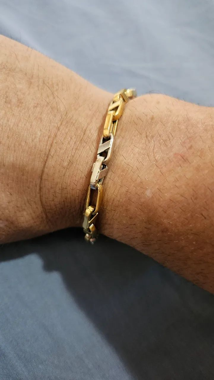 Pulseira de ouro branco e ouro amarelo - Foto 5