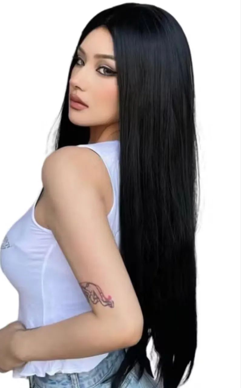 Peruca longa lisa preto - Foto 3