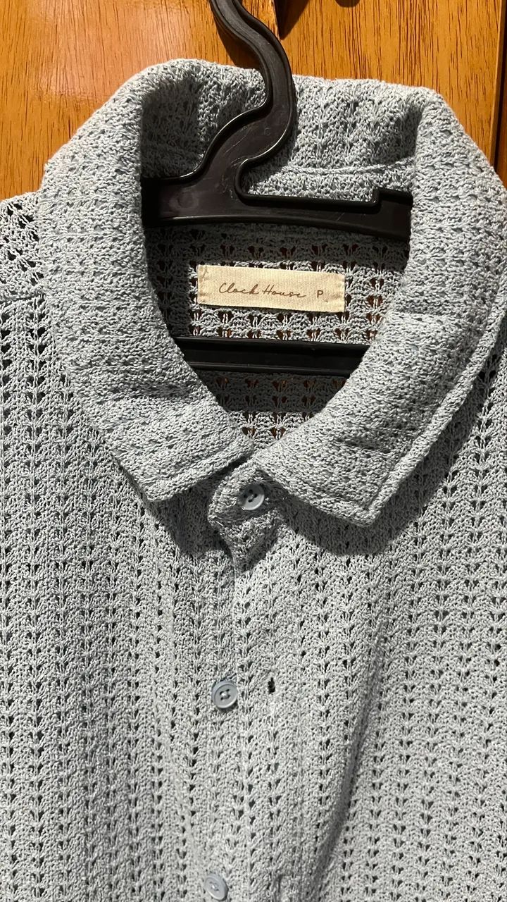 Camisa Tricô Masculina - Azul Bebê  - Foto 3