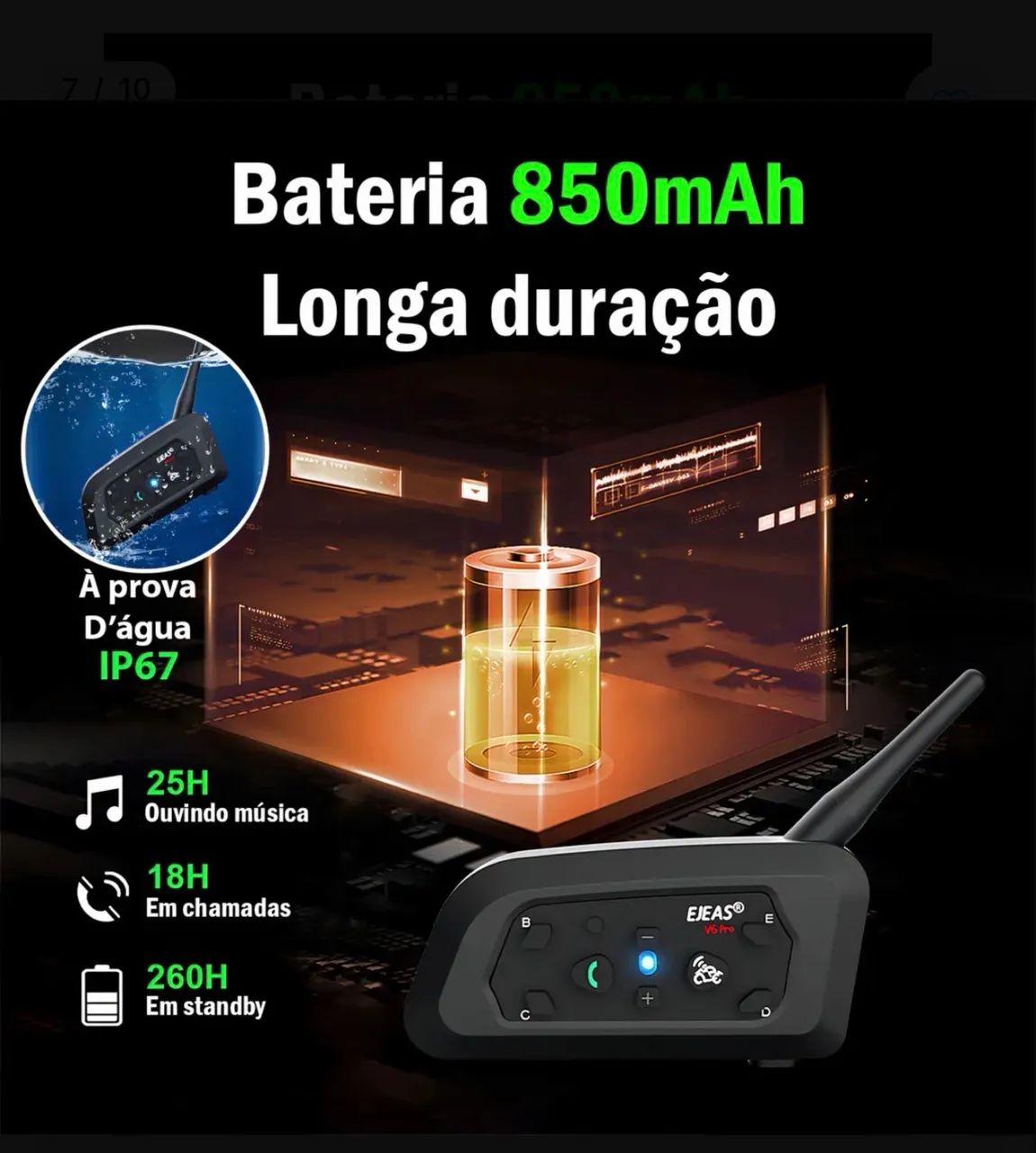 VENDO Par de Intercomunicador Moto Ejeas V6 Pro - Foto 5